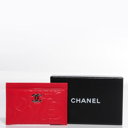 Chanel Lambskin Camellia Embossed Card Holder Red 8 of 8