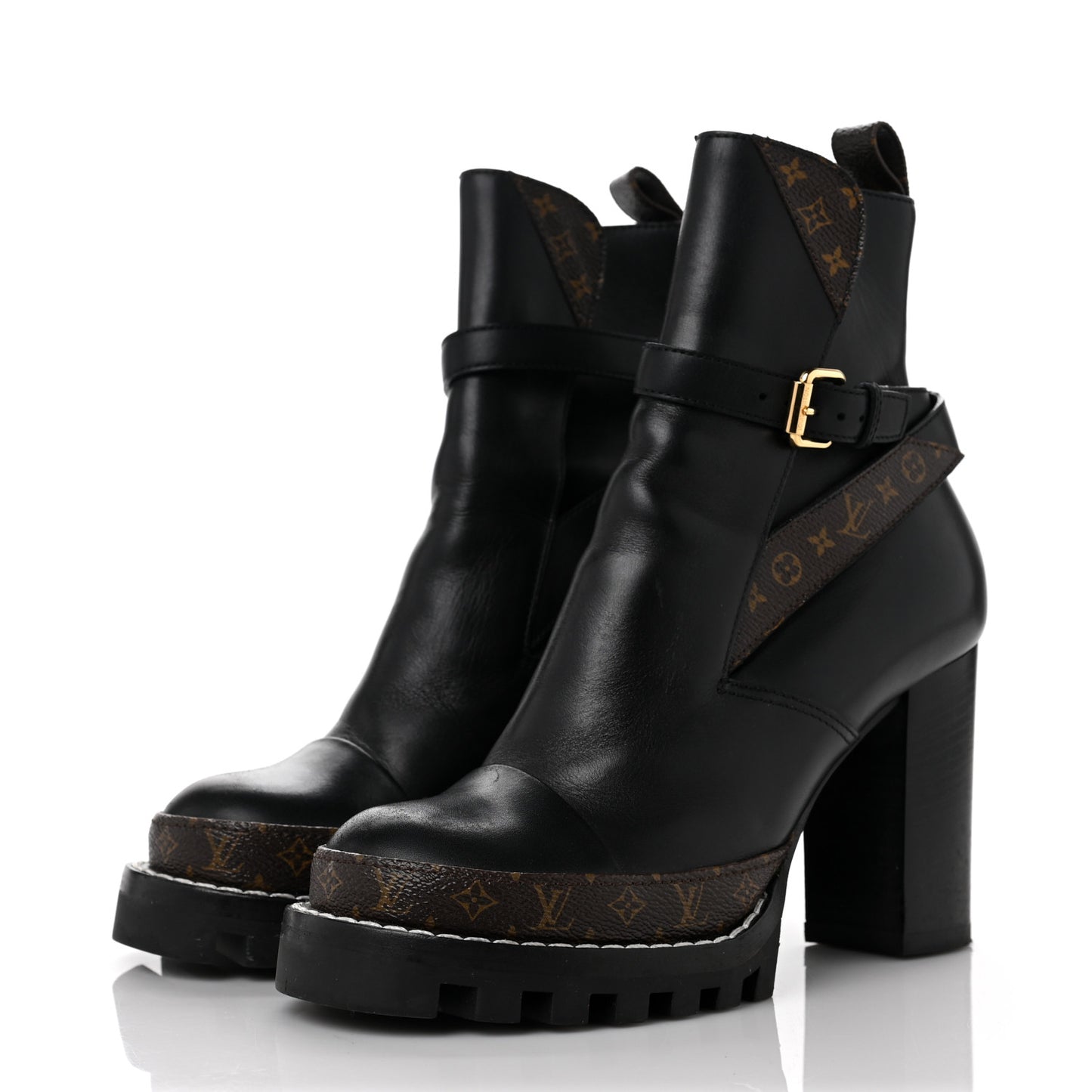 Calfskin Monogram Star Trail Ankle Boots 37.5 Black