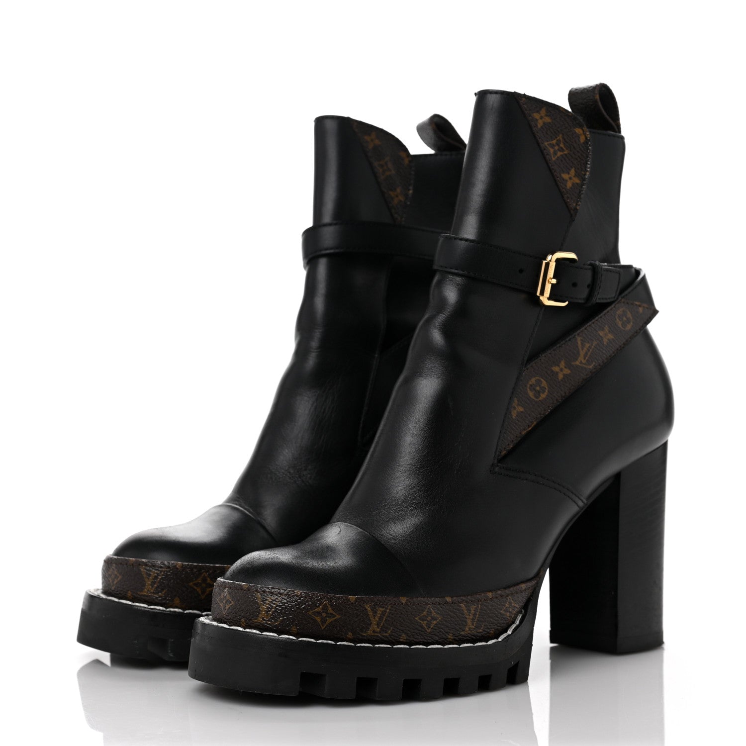 Louis Vuitton Calfskin Monogram Star Trail Ankle Boots 37.5 Black 3 of 11
