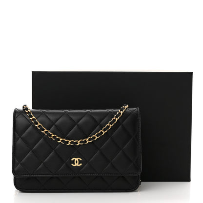 Chanel Lambskin Quilted Wallet On Chain WOC Black 15 of 15