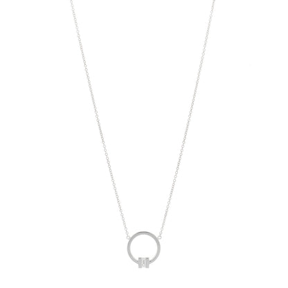 Tiffany 18K White Gold Diamond Tiffany T Baguette Pendant Necklace 1 of 6