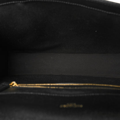 Saint Laurent Grain De Poudre Matelasse Chevron Large Monogram Satchel Black 5 of 10