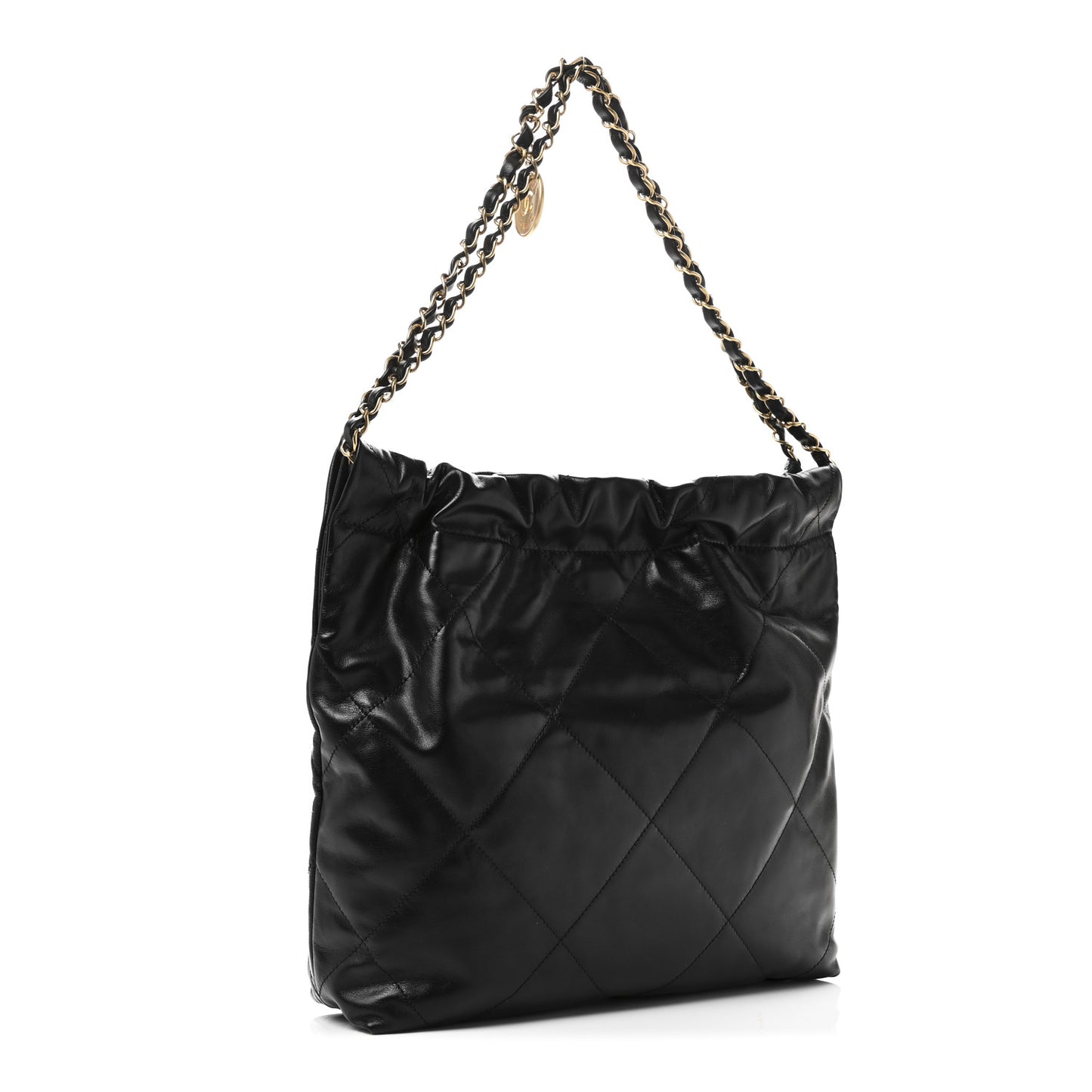 Shiny Calfskin Quilted Small Chanel 22 Black