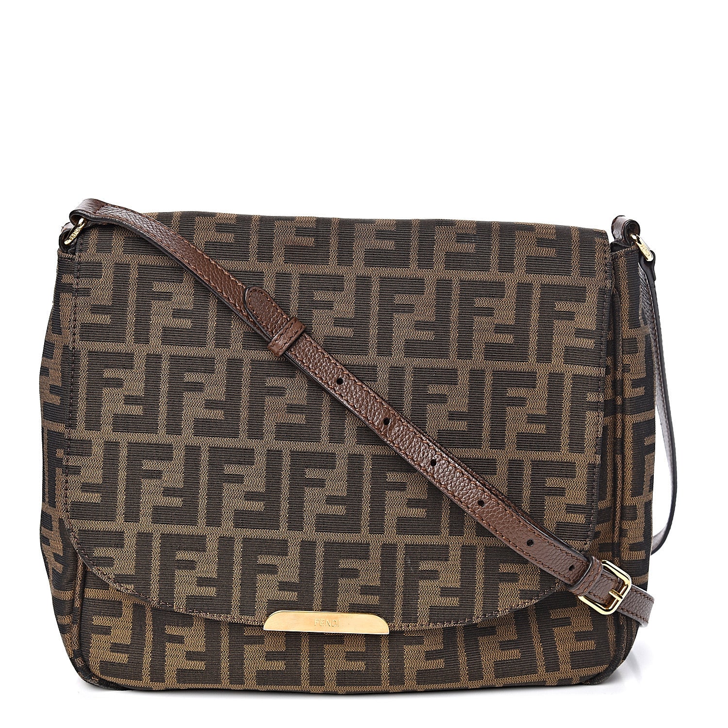 Fendi Zucca Vitello Artic Messenger Bag Tobacco Castagna 1 of 15