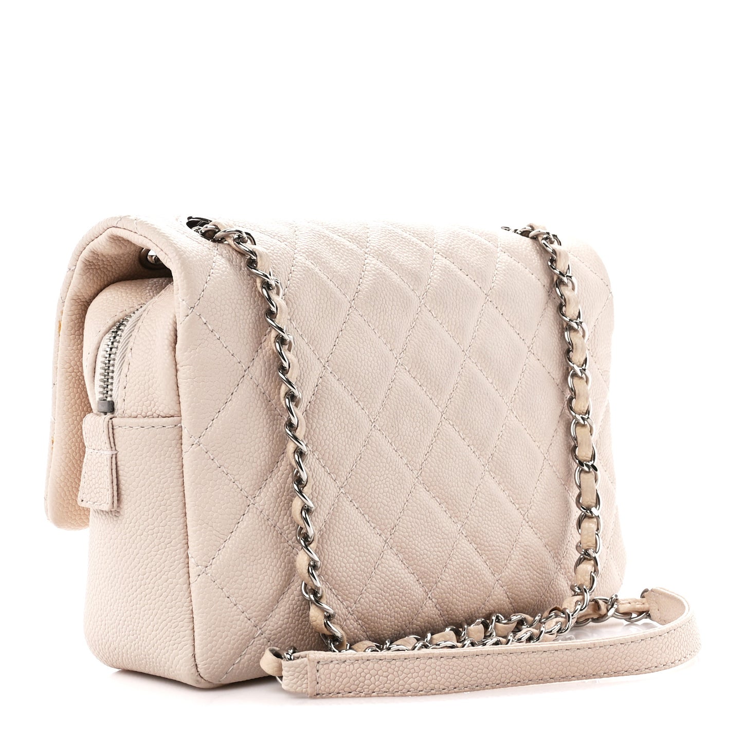 Caviar Quilted Medium Casual Journey Flap Ivory