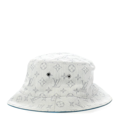 Louis Vuitton Monogram Denim Transformable Bob Bucket Hat 60 White Blue 4 of 9