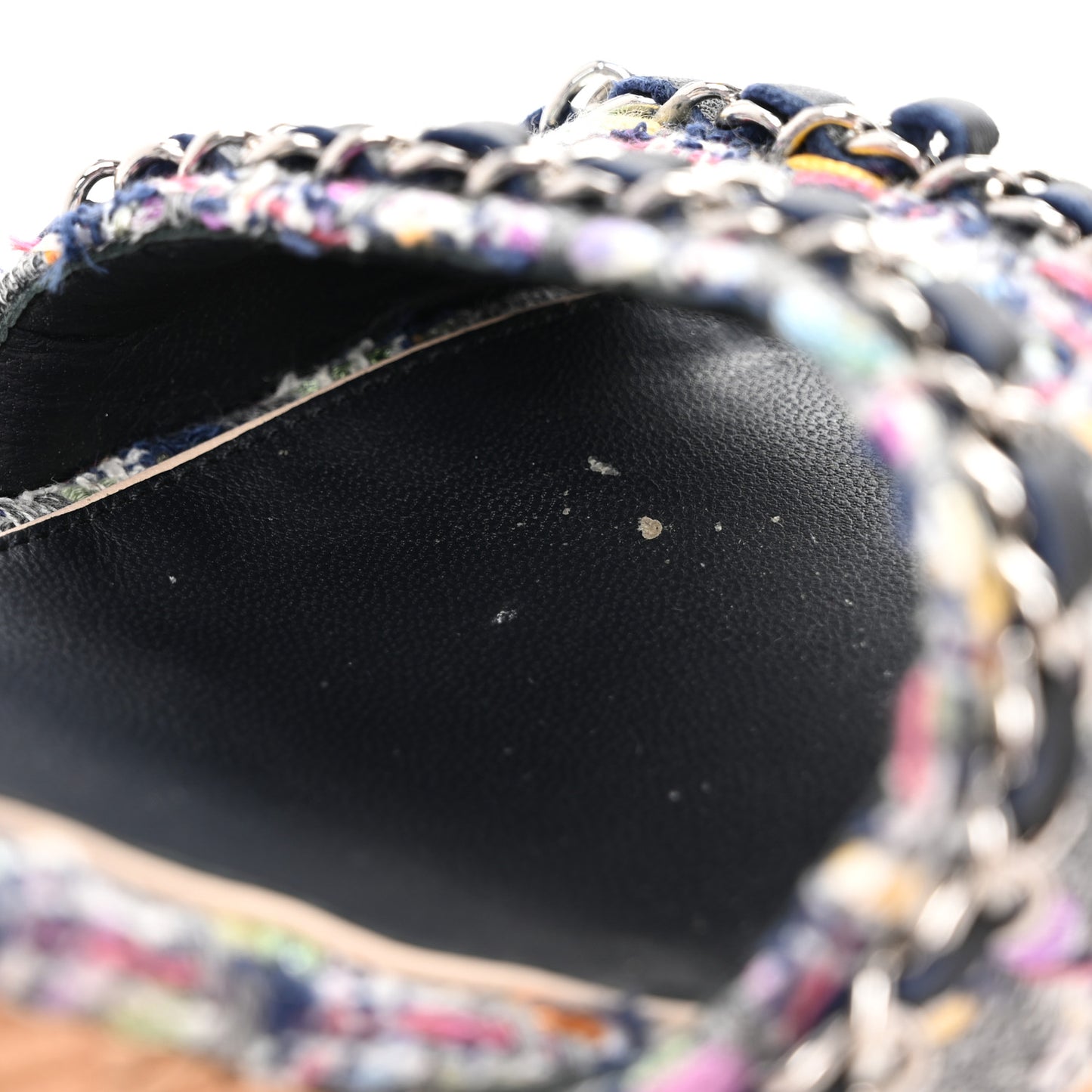 Tweed Cork Wedge Sandals 37 Navy Multicolor