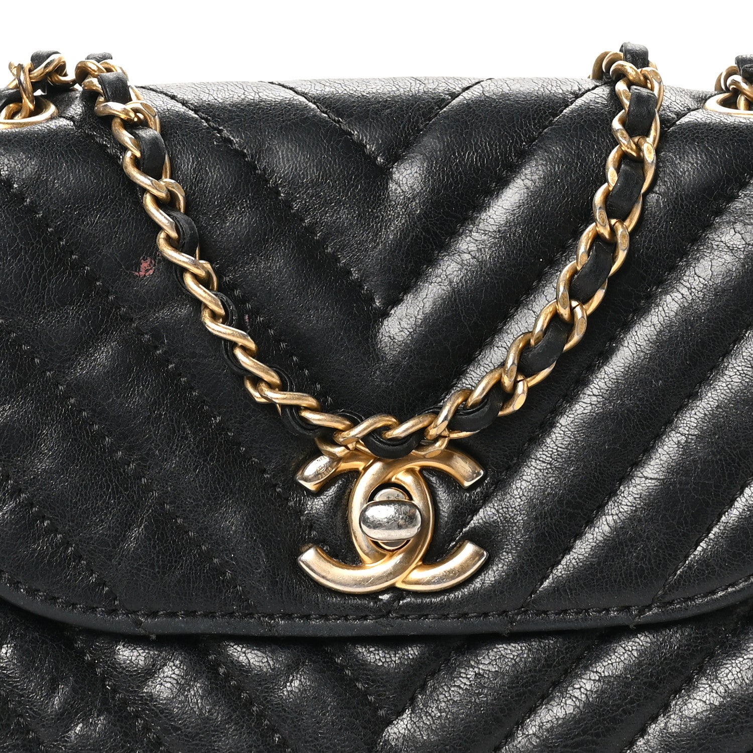 Chanel Glazed Calfskin Chevron Quilted Small Hampton Flap Black 8 of 11