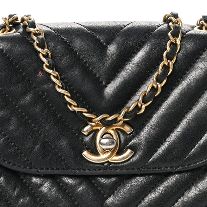 Chanel Glazed Calfskin Chevron Quilted Small Hampton Flap Black 8 of 11