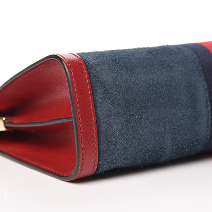 Gucci Suede Calfskin Web Small Ophidia Chain Shoulder Bag New Blue Romantic Cherry 8 of 10