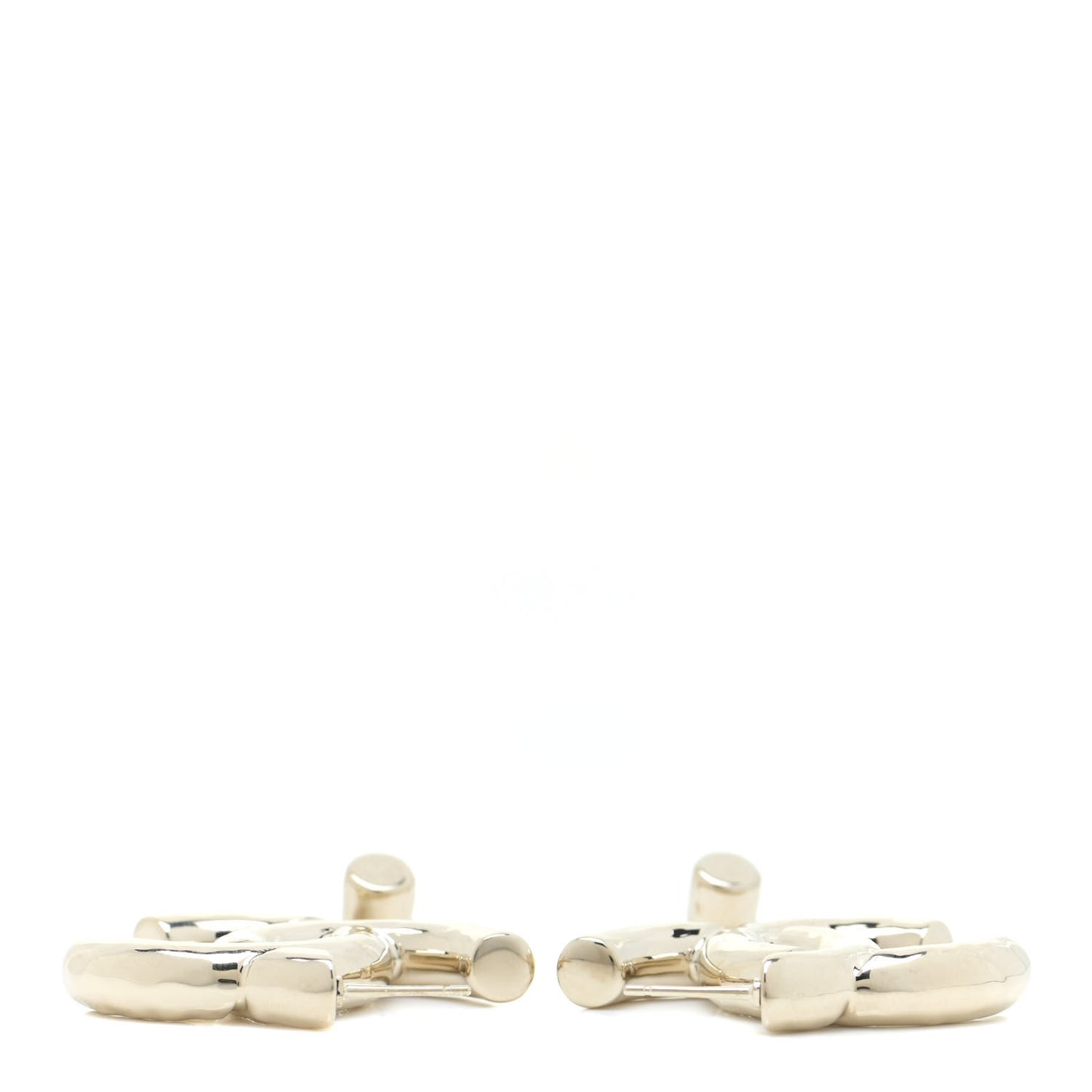 Metal Large CC Earrings Light Gold