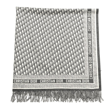 Christian Dior Wool Angora Oblique Throw Blanket Grey 1 of 4