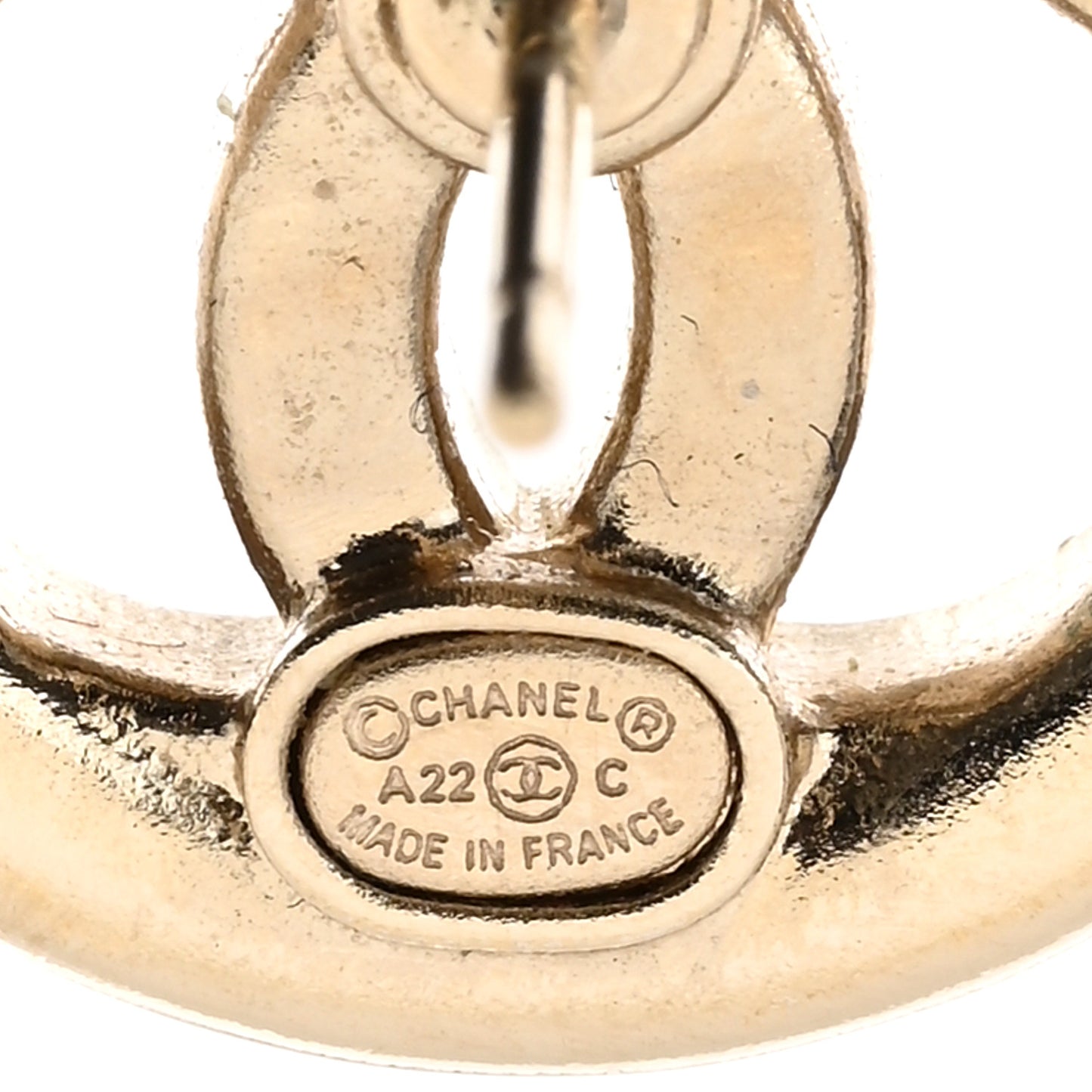 Crystal CC Round Earrings Gold