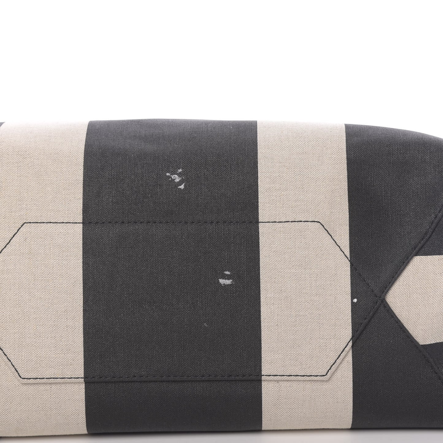 Canvas Stripe Shopper Tote Black White
