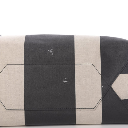 MCM Canvas Stripe Shopper Tote Black White 10 of 11