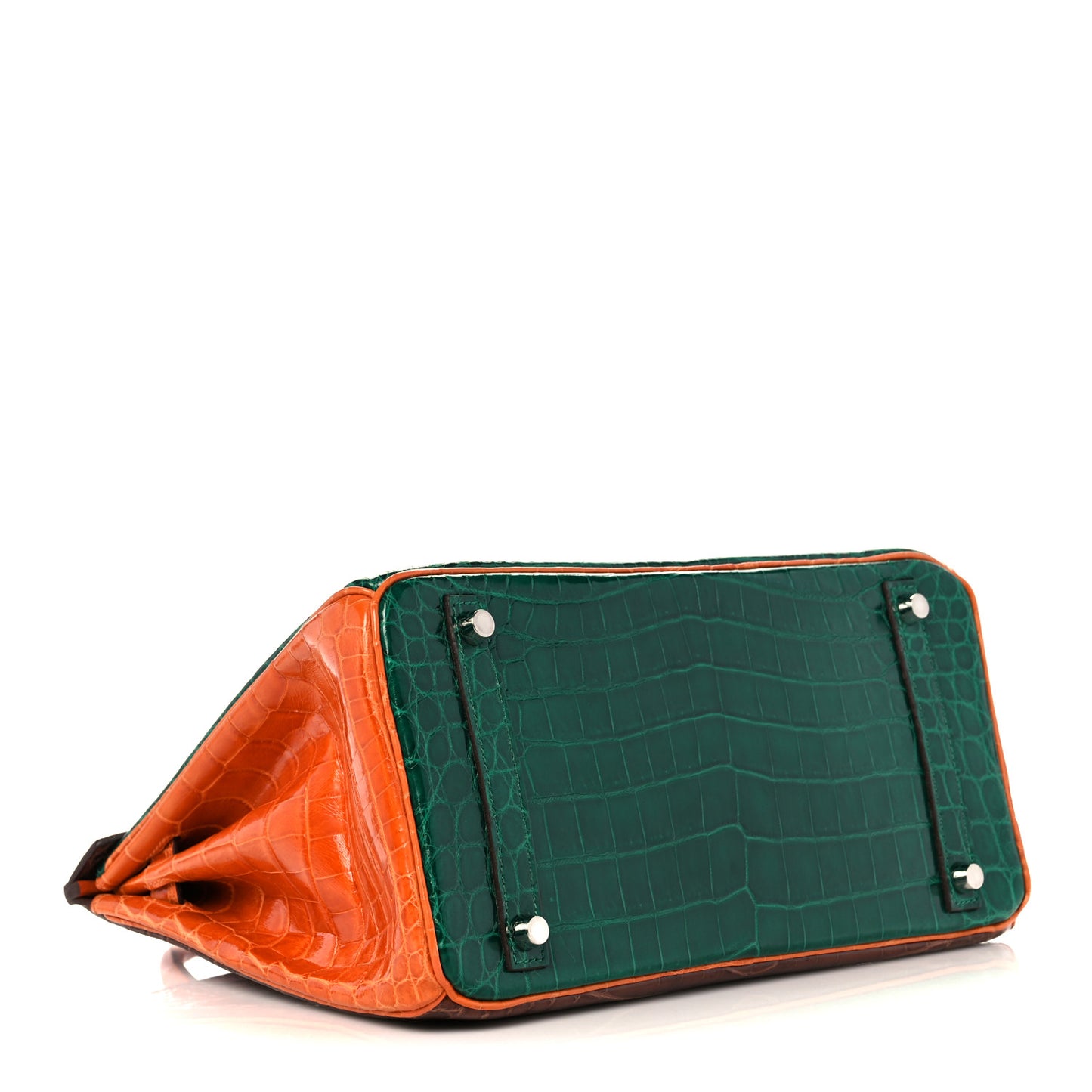 Shiny Niloticus Crocodile Horseshoe Birkin 30 Vert Emeraude Orange Miel