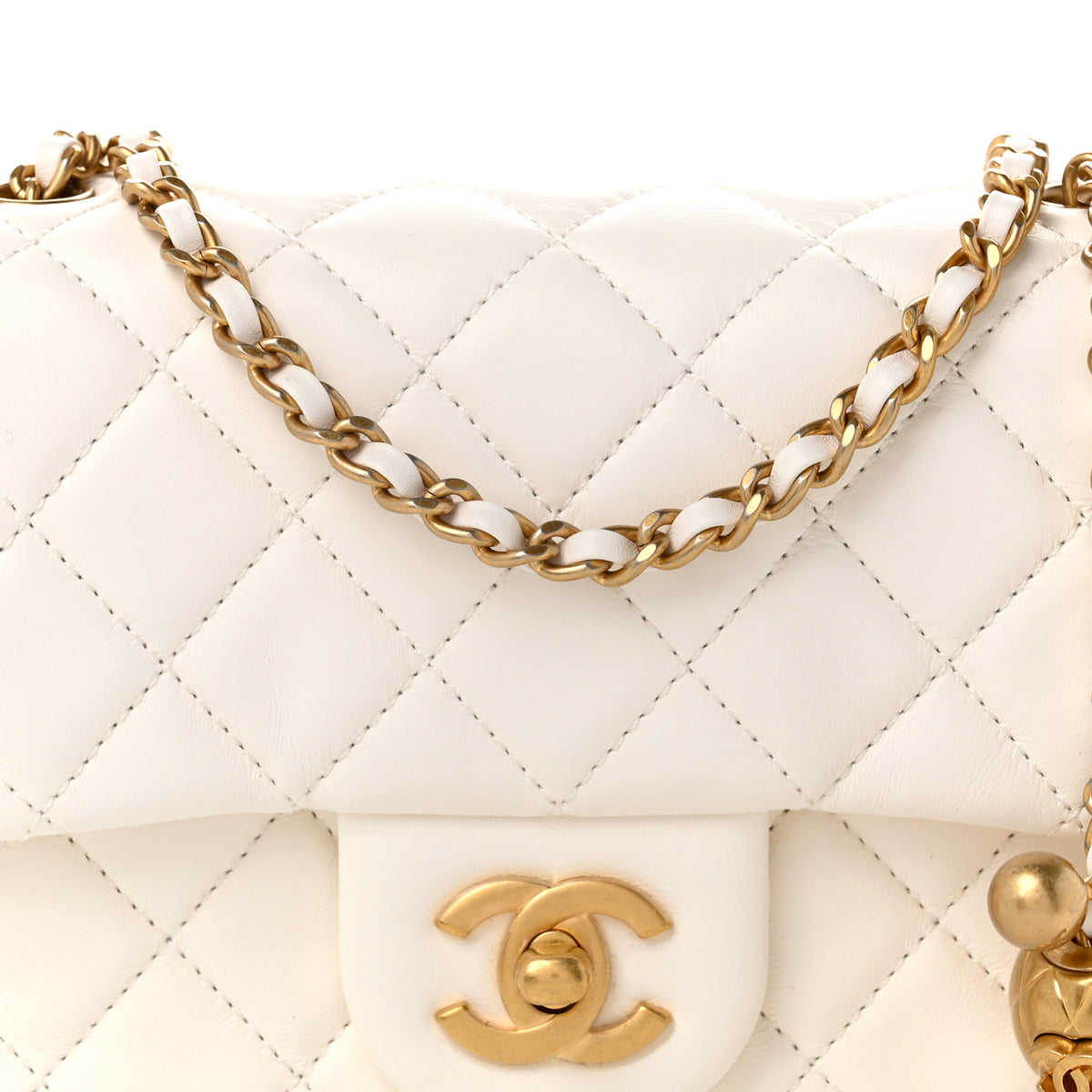 Chanel Lambskin Quilted Mini Pearl Crush Flap White 7 of 10
