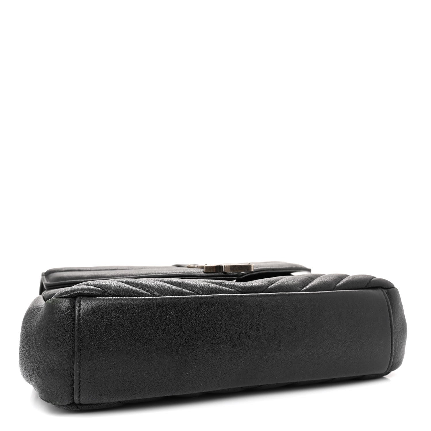 Saint Laurent Sheepskin Matelasse Chevron Monogram Medium College Bag Black 4 of 15