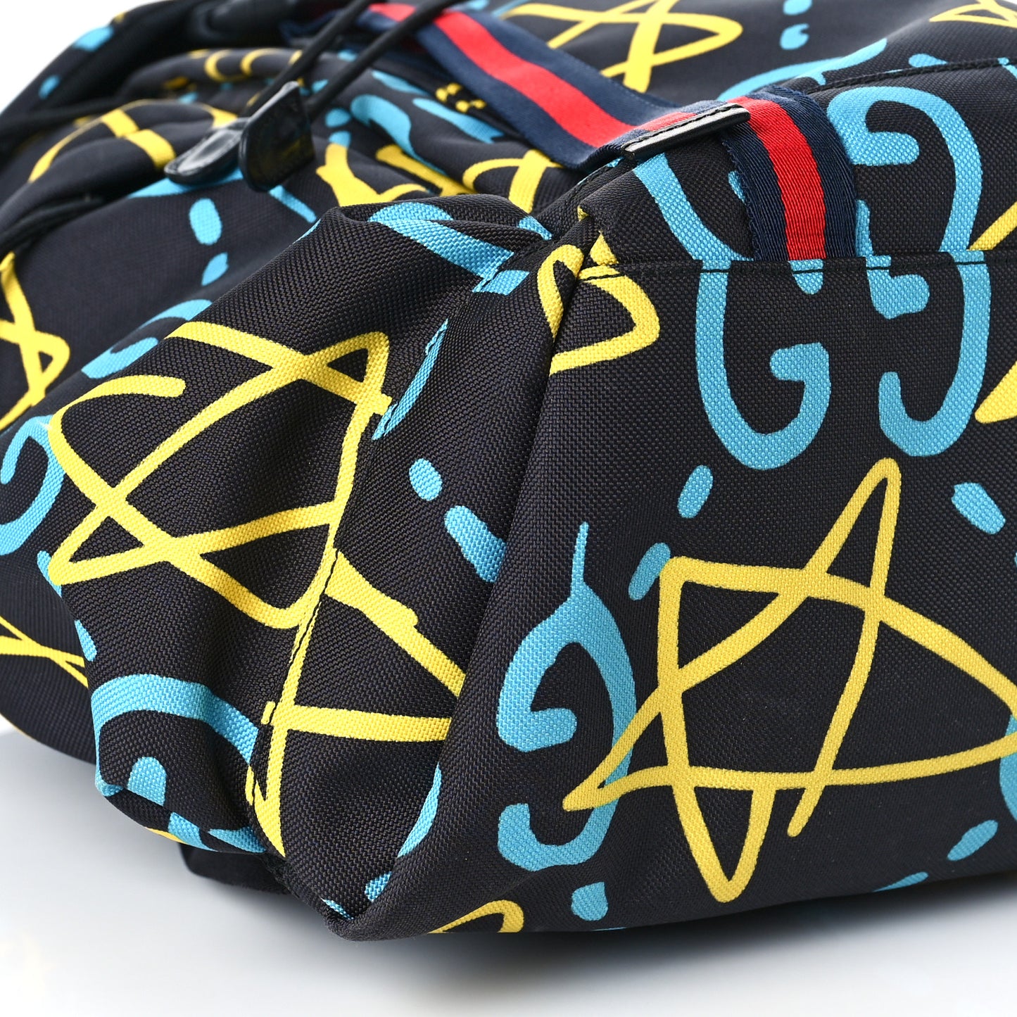 Techno Canvas GucciGhost Double Buckle Backpack Black New Acquamarine