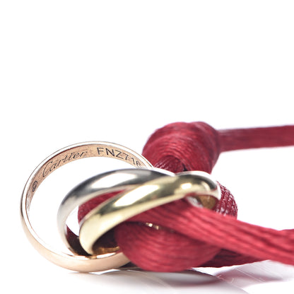Cartier 18K Pink Yellow White Gold Trinity Cord Bracelet Red 4 of 8