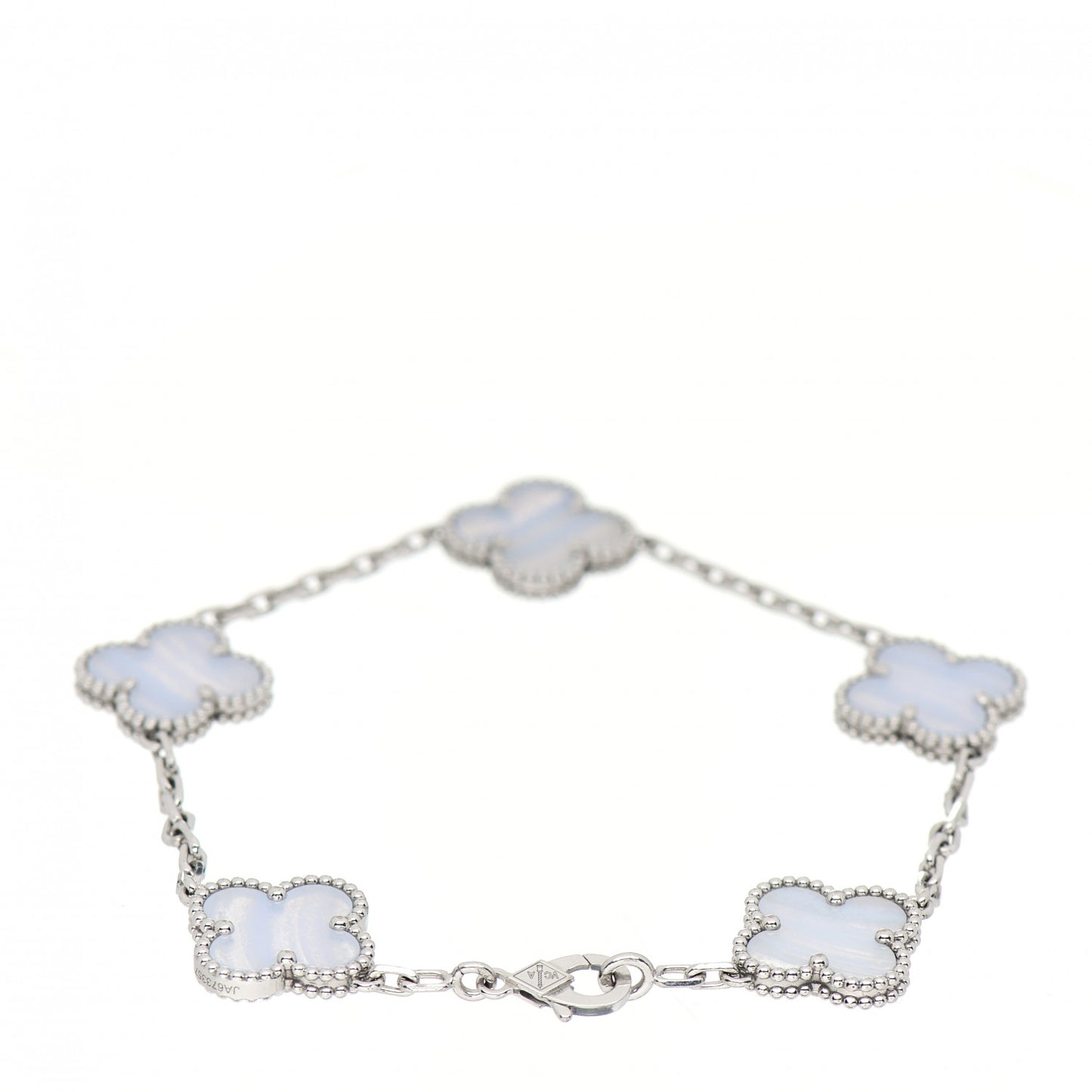 18K White Gold Chalcedony 5 Motifs Vintage Alhambra Bracelet