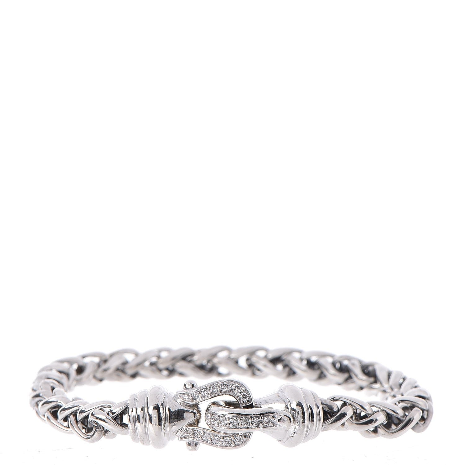 David Yurman Sterling Silver Diamond 6mm Buckle Wheat Chain Bracelet 1 of 4