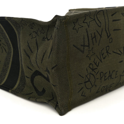 Christian Dior Canvas Embroidered Graffiti Book Tote Vert 5 of 11