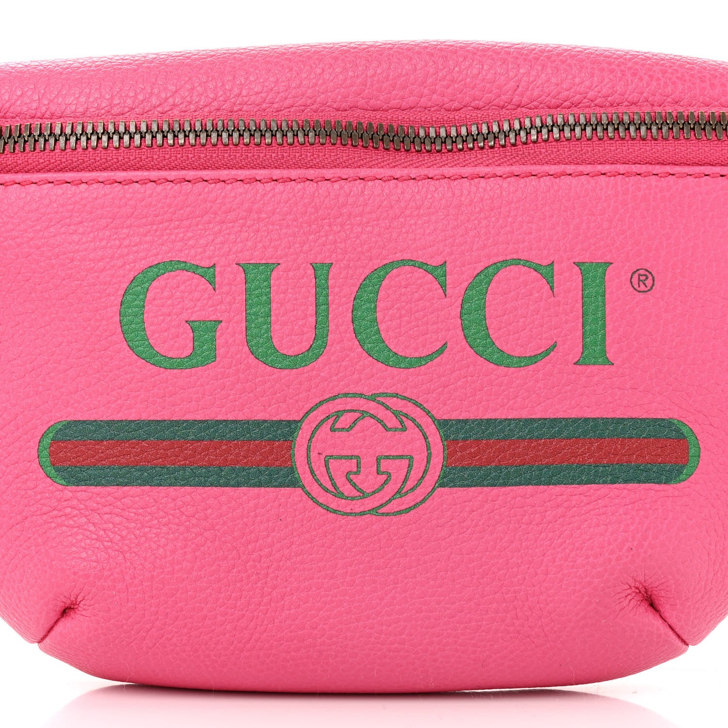 Gucci Grained Calfskin Small Logo Belt Bag Box Pink Green 8 of 11