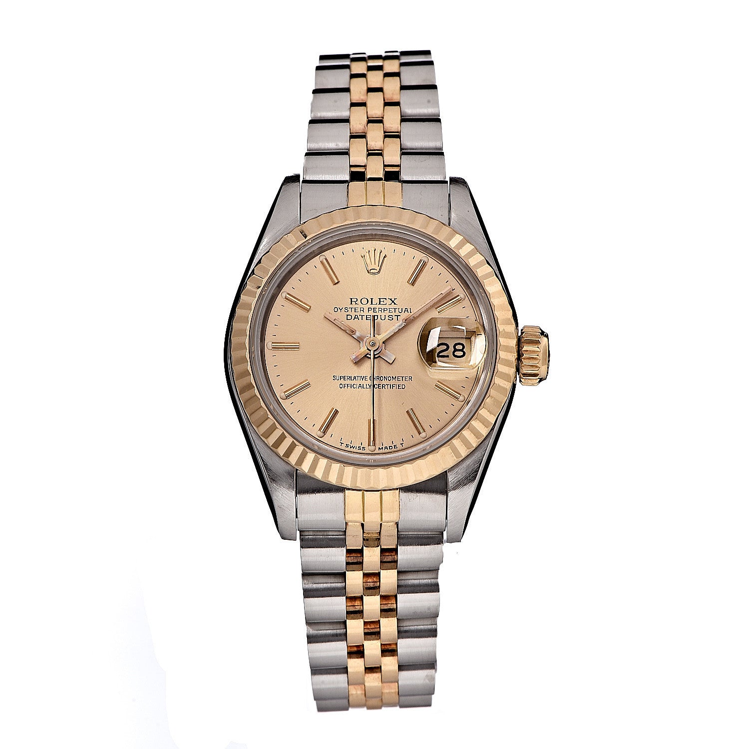 Rolex Stainless Steel 18K Yellow Gold 26mm Oyster Perpetual Datejust Watch Champagne 69173 1 of 7