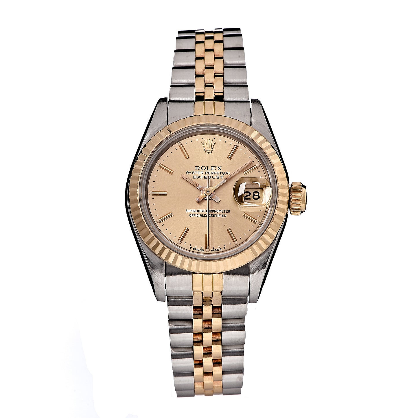 Stainless Steel 18K Yellow Gold 26mm Oyster Perpetual Datejust Watch Champagne 69173