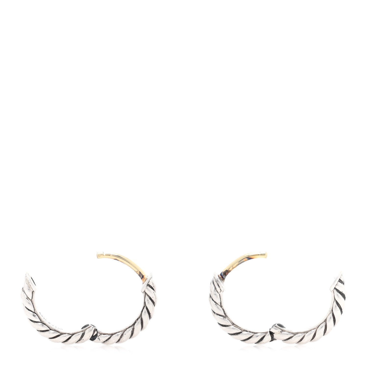 David Yurman Sterling Silver Scultped Cable Micro Huggie Hoop Earrings 3 of 5
