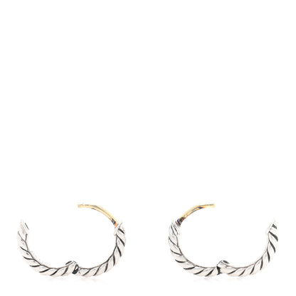 David Yurman Sterling Silver Scultped Cable Micro Huggie Hoop Earrings 3 of 5