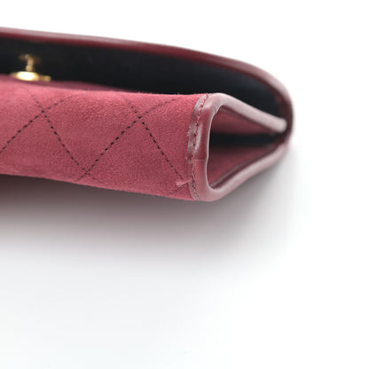 Chanel Suede Quilted Flap Clutch Red 10 of 10