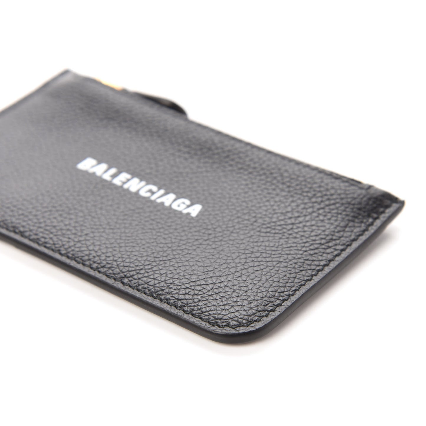 Grained Calfskin Logo Cash Long Coin Card Holder Black White