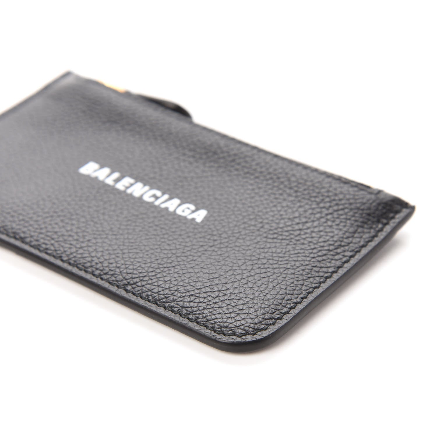 Balenciaga Grained Calfskin Logo Cash Long Coin Card Holder Black White 7 of 10