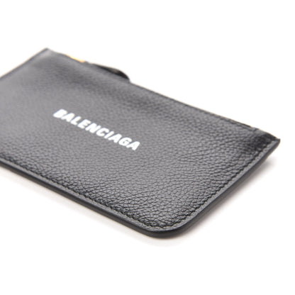 Balenciaga Grained Calfskin Logo Cash Long Coin Card Holder Black White 7 of 10