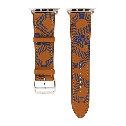 Hermes Swift Circuit 24 45mm Apple Watch Single Tour Band Biscuit Bleu Electrique 1 of 4