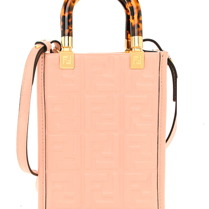 Fendi Vitello Plexiglass FF Embossed Mini Fendi Sunshine Shopper Tote Baby Pink 8 of 11