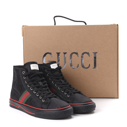 Gucci Econyl Nylon Web Monogram Off The Grid Mens 1977 Tennis High Top Sneakers 9.5 Black 8 of 8