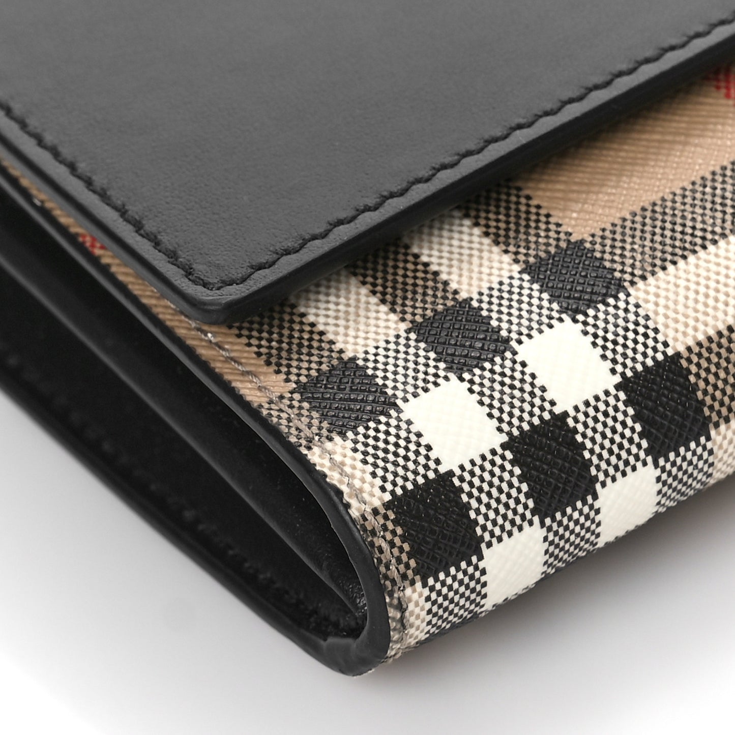 Calfskin Vintage Check Hannah Wallet with Detachable Strap Black