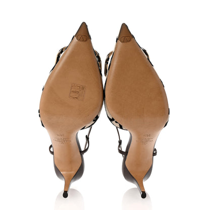 Valentino Garavani Toile Iconographe Vlogo Slingback 80mm Pumps 35.5 Naturale Black Fondant 6 of 10