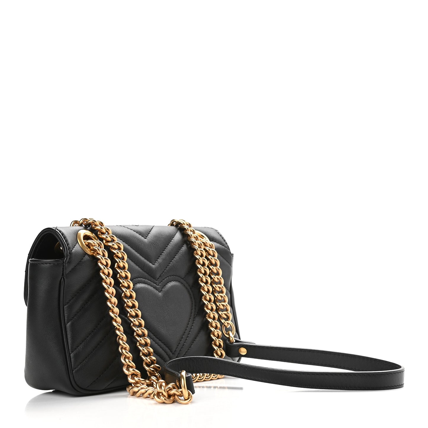 Calfskin Matelasse Mini GG Marmont Shoulder Bag Black