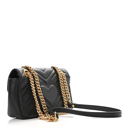 Gucci Calfskin Matelasse Mini GG Marmont Shoulder Bag Black 3 of 9