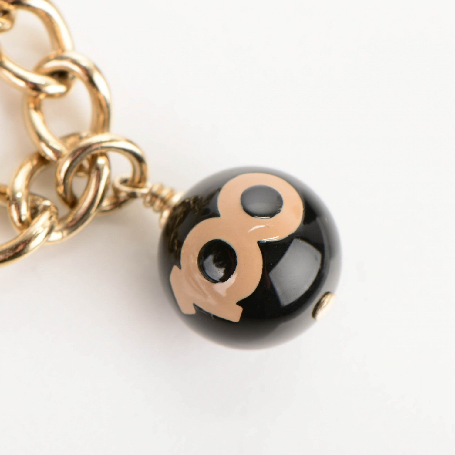 Chanel Pearl Bead CC Charm Bracelet Black Gold 4 of 5