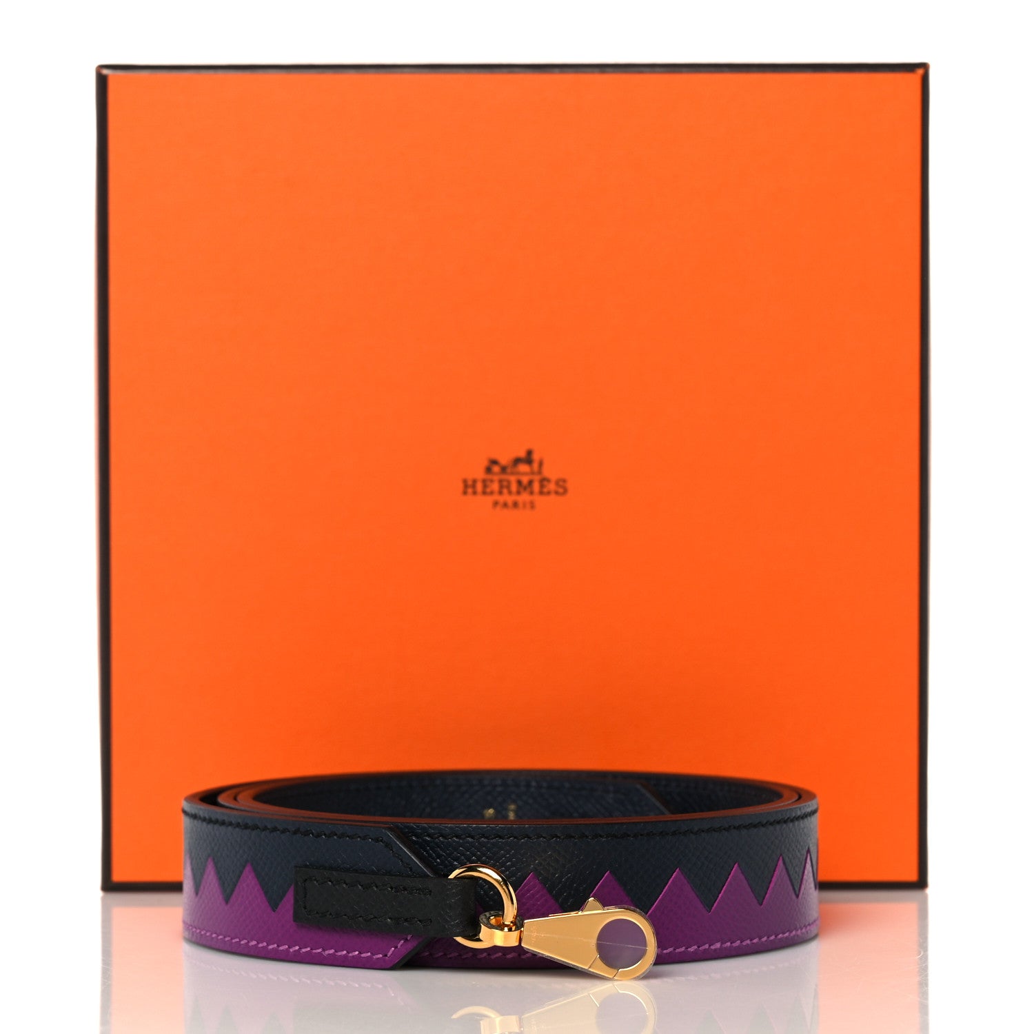 Hermes Epsom 30mm Tressage Au Galop Shoulder Strap Bleu Indigo Anemone 6 of 6