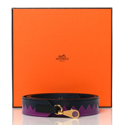 Hermes Epsom 30mm Tressage Au Galop Shoulder Strap Bleu Indigo Anemone 6 of 6