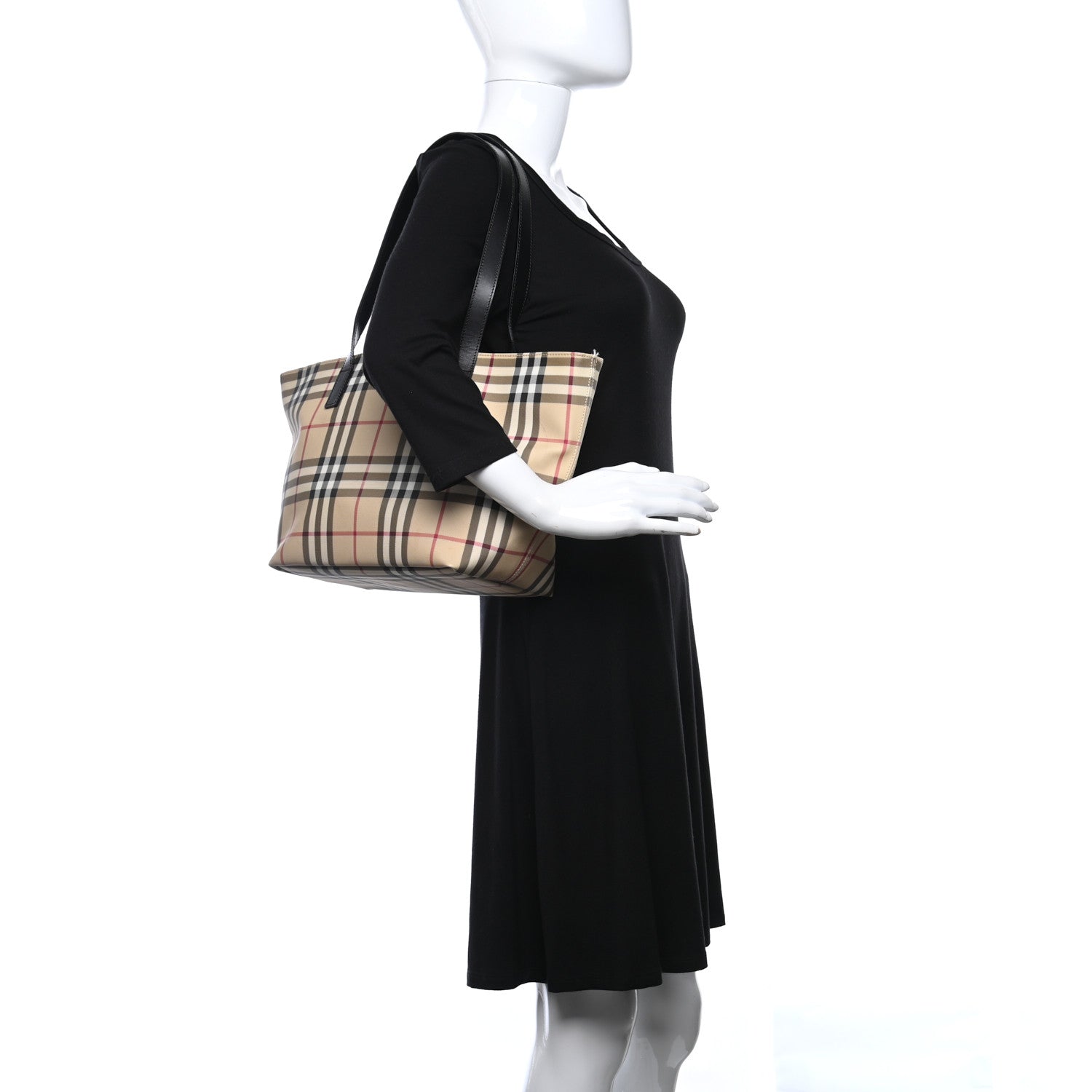 Burberry Canvas House Check Tote Black 2 of 9