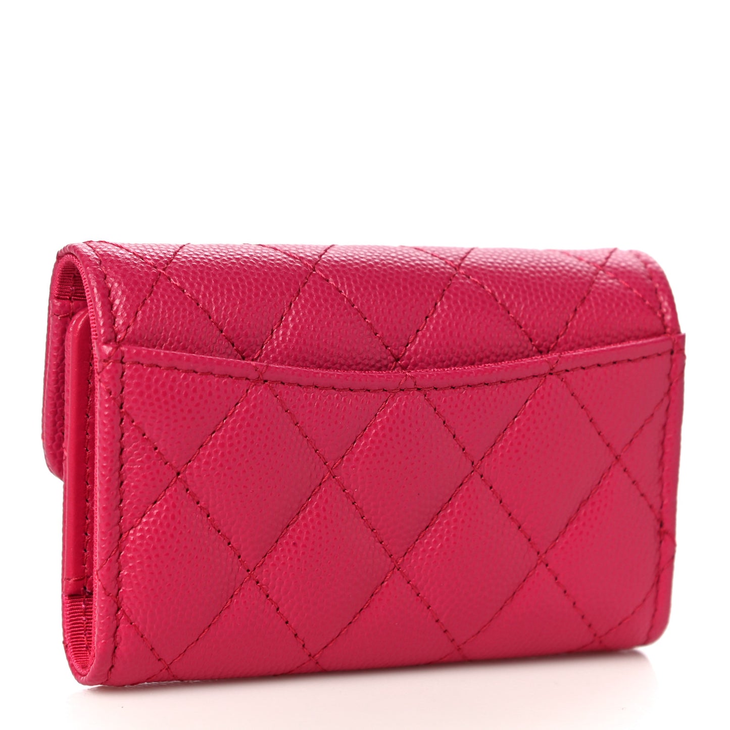 Caviar Quilted Classic 4 Key Holder Wallet Dark Pink
