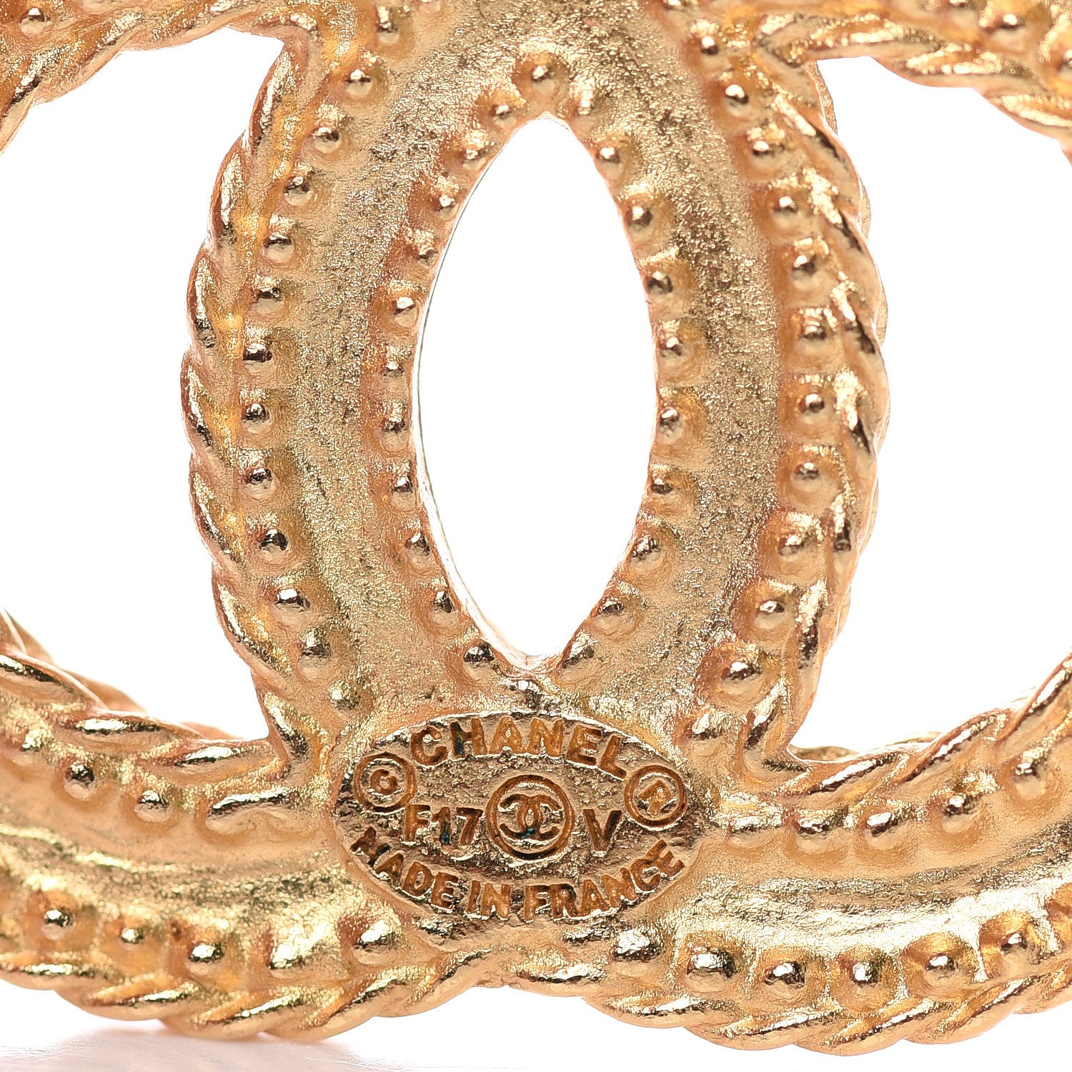 Chanel CC Drop Earrings Matte Gold 4 of 5