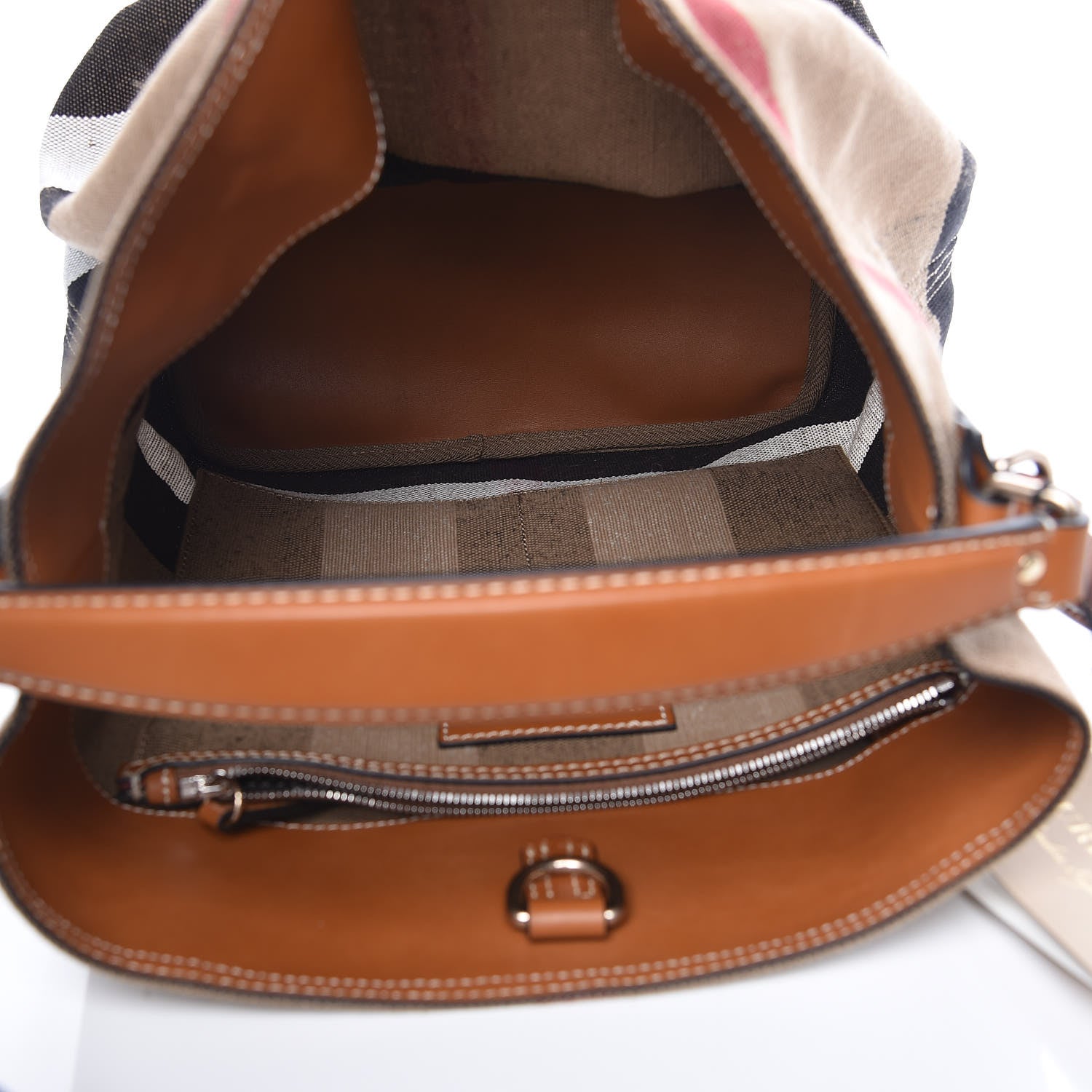 Burberry Canvas Mega Check Medium Ashby Hobo Saddle Brown 8 of 11